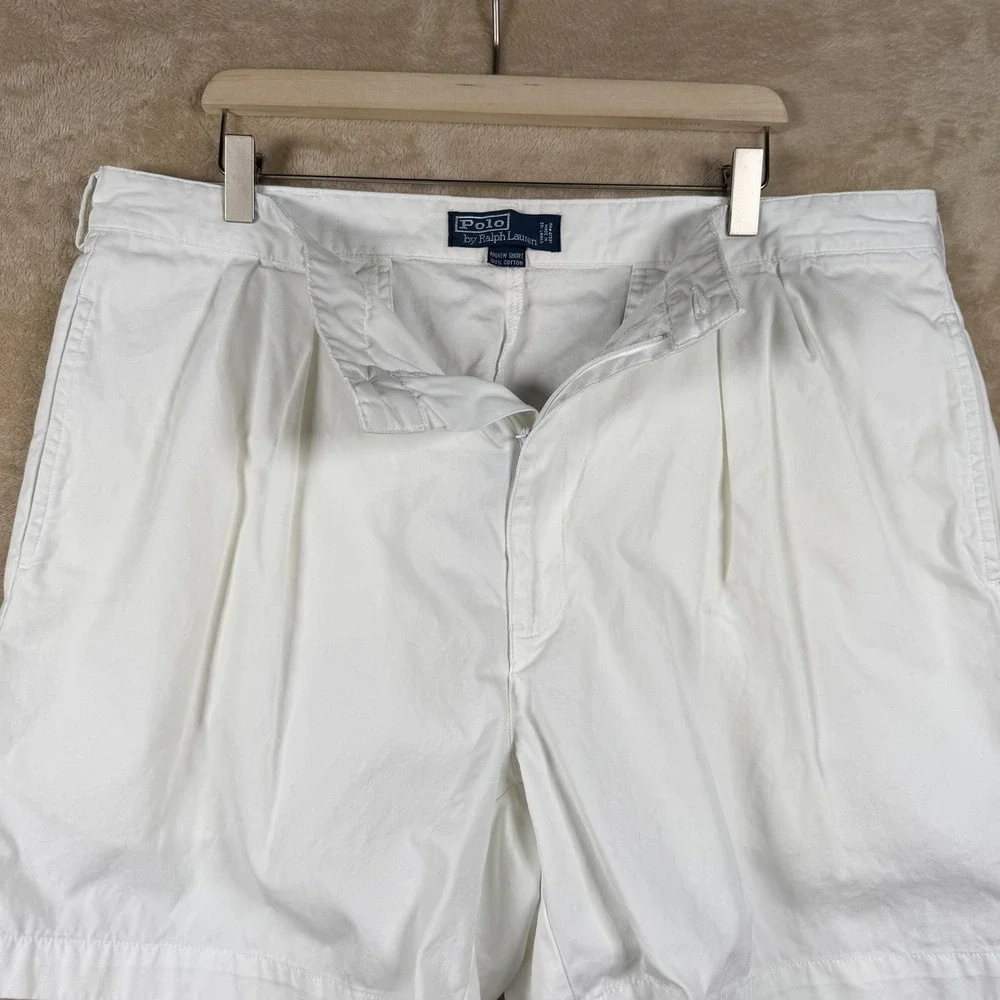 Polo Ralph Lauren Men's Andrew Pleated Shorts White Size 40 Cotton Classic Fit - Picture 3 of 11
